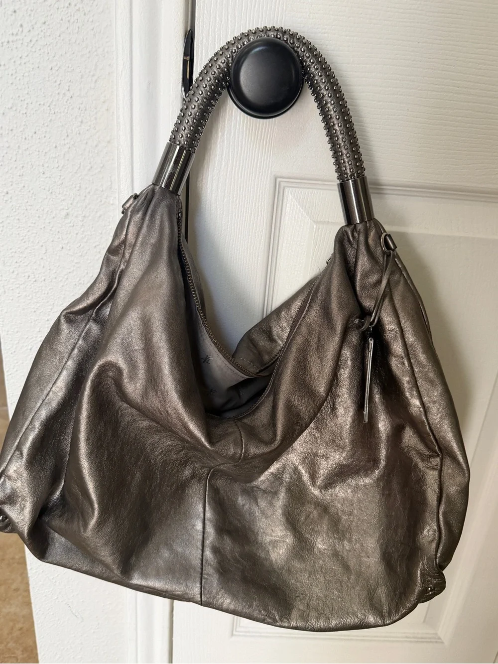 Kenneth Cole New York Metallic Gunmetal Hobo Bag
